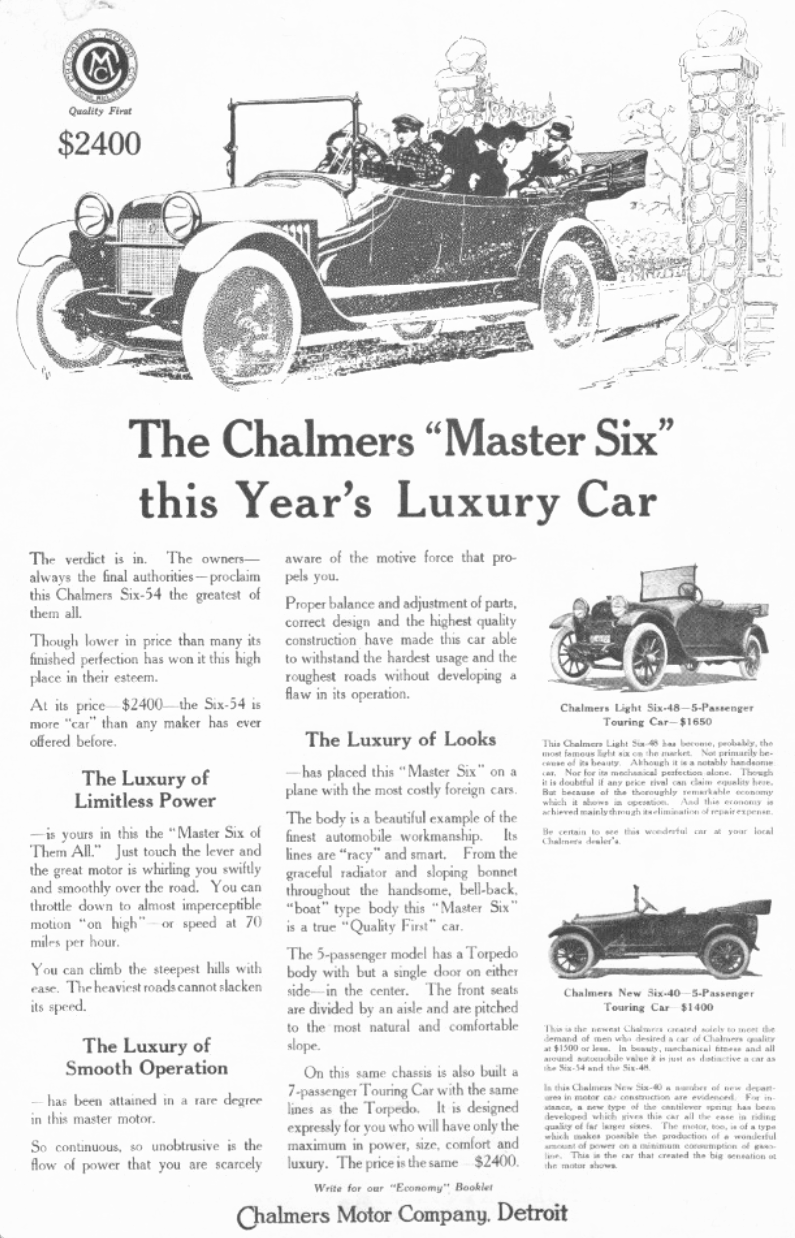 Advertisement for a 1915 Chalmers